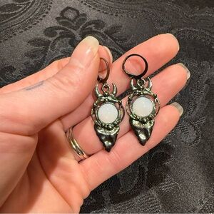 Black and White Crescent Moon Earrings